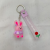 Creative Cartoon Rabbit Flexible Rubber Key Chain Rabbit Stereo Doll Pendant