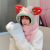 Cute Strawberry Ears Women's Autumn and Winter New Gloves Scarf Hat One-Piece Outdoor Keep Warm Three-Piece Set Wholesale