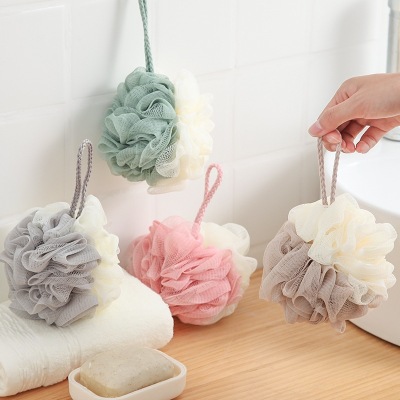 Two-Color Large Bath Ball Mesh Sponge Shower Net Ball Back Rubbing Bath Flower Color Matching Home Bath Loofah Bath