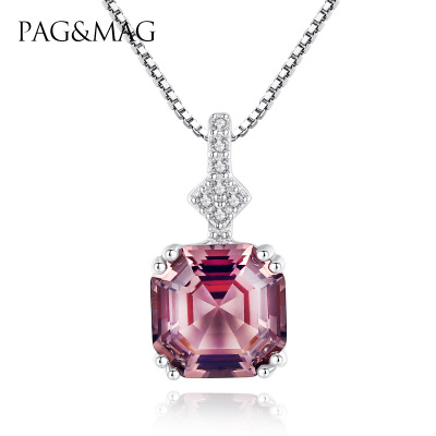 PAG & Mag Hot Selling Product Sterling Silver Necklace European and American Morgan Stone Pendant Keel Chain Fashion All-Matching Female 925 Silver