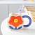 INS Cute Flowers Good-looking Water Cup Girl Heart Student Straw Ceramic Cup Creative Office Mug