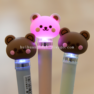 Cute Student Supplies Luminous Gel Pen LED Light Bear Life Signature Pen Black Signature Pen Good-looking