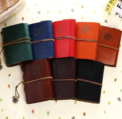 Small Sailing Loose Spiral Notebook Strap Creative Pirate Book Leather Loose-Leaf Notebook Notebook Travel Journal Book