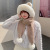 Autumn and Winter Japanese Cute Women's Ear Fur Ball Outdoor Keep Warm One-Piece Scarf Two-Piece Set New Pullover Hat