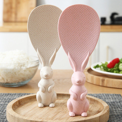 Creative Stand-Able Plastic Rabbit Meal Spoon Rice Spoon Household Non-Stick Rice Spoon Meal Spoon Kitchen Supplies