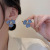 Blue Flower-De-Luce Zircon Earrings For Women Korean Special-Interest Design High-Grade Earrings Summer New Graceful Earrings Fashion