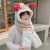 Cute Strawberry Ears Women's Autumn and Winter New Gloves Scarf Hat One-Piece Outdoor Keep Warm Three-Piece Set Wholesale