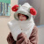 Cute Strawberry Ears Women's Autumn and Winter New Gloves Scarf Hat One-Piece Outdoor Keep Warm Three-Piece Set Wholesale