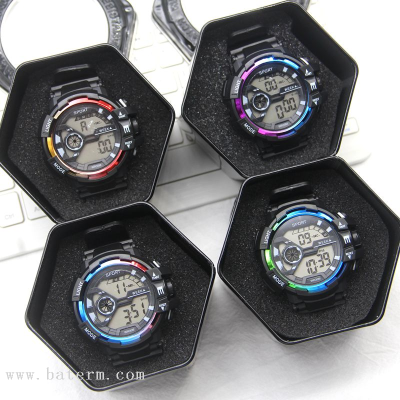 Trendy Fashion Large Dial Electroplated Two-Color Outdoor Sport Climbing Electronic Watch Teenagers  Electronic Watch
