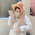New Korean Style Plush Warm Autumn and Winter Women's Ear Style Gloves Scarf Hat One-Piece Three-Piece Suit Fashion Wholesale