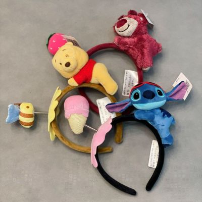 New Disney World Pooh Bear Strawberry Bear Stitch Cute Girl Heart Hair Band Hair Band Gift Blind Box