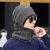New Korean Style Men's and Women's Autumn and Winter Keep Warm Pure Color Sleeve Cap Scarf and Hat Suit Knitted plus Fluff Woolen Cap