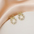 Silver Needle Ins Style Light Luxury Minority Bow Flower Chain Pearl Stud Earrings Geometric Small Bell Earrings Earrings