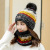 Women's Autumn and Winter Wool Earflaps Warm Knitted Bee Fur Ball Pullover Hat Scarf Two-Piece Set Pack