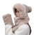 Autumn and Winter Cute Fur Ball Knitted Women's Fleece-Lined Fluffy Gloves Scarf Sleeve Cap One-Piece Warm Hat Wholesale