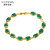 Xuping Jewelry Artificial Emerald Malay Jade Elegance Retro Bracelet Female Plated 24K Gold Ornament