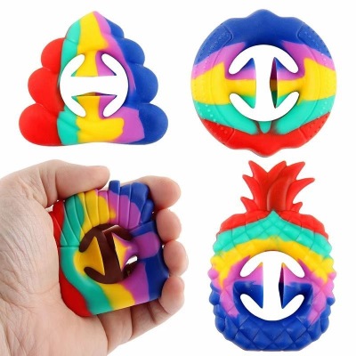 Cross-Border Hot Silicone Spring Grip Pineapple Pinch Vent Toy Set Combination French Fries Decompression Sucker Grip