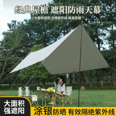 Outdoor Camping Canopy Tent Camping Vinyl Curtain Sunshade Pergola Sun-Proof Rain-Proof Silver Pastebrushing Camping Supplies Factory