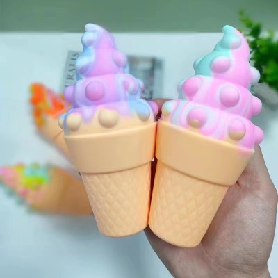 Cross-Border New Hot Pressing Cone Silicone Ice Cream Decompression 3D Desktop Educational Toy Pressing Bubble Ball