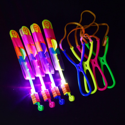 LED Light Flash Catapult Small Rocket Volume Express Cross-Border Hot Sale Toy Luminous Bamboo Dragonfly Flash Sky Small Rocket Volume Express