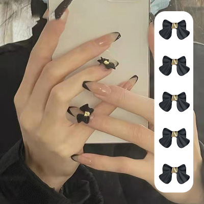 Black Bow Nail Ornament Wholesale Internet Hot Japanese Matte Three-Dimensional Decoration Nail Rhinestone Ornament