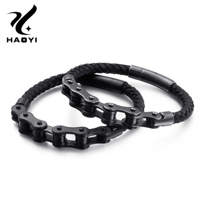 European and American Foreign Trade Supply Wholesale Street Fashion Cowhide Bracelet Personalized Bicycle Chain Bracelet One Piece Dropshipping
