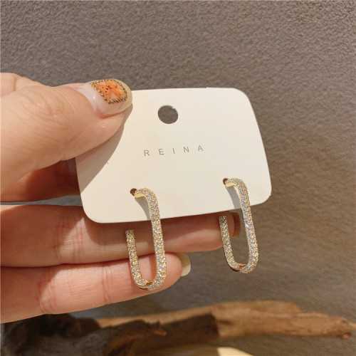 cool style ins personality s925 silver needle temperament micro-inlaid zirconium circle fashion earrings female niche design earrings