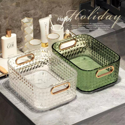 Desktop Transparent Affordable Luxury Style Diamond Storage Box Bathroom Cosmetics Storage Basket Sundries Storage Box
