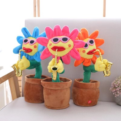 Cross-Border Electric Singing Recording Reread Saxophone Enchanting Flower Sunflower SUNFLOWER Dancing Reread Toy Charging