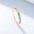 Peishang Europe and America Cross Border Accessories S925 Sterling Silver Micro-Inlaid Square Rainbow Zircon Ring Women's Fashion Ring Jewelry
