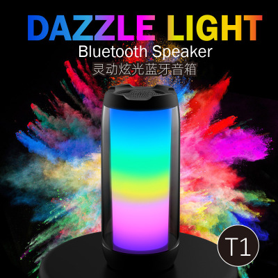 New Pulse 4 Bluetooth Speaker Colorful Full Screen Card Subwoofer Seven-Color Ambience Light Desktop Computer Small Speaker