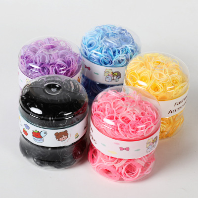 Korean-Style Colorful Children's Disposable Rubber Band Boxed Strong Pull Continuous Hair Rope Girls' Hairband for Tying up Hair High Elastic Hair Band