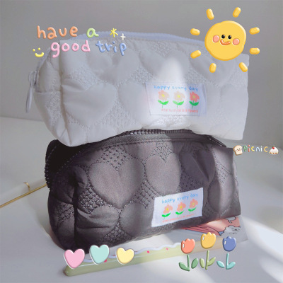 Internet Celebrity Pillow Pencil Case Girl Cute Artsy Ins Style Simple and Portable Carry-on Cosmetic Bag Storage Embroidery Pencil Case