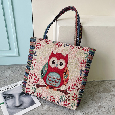 Wholesale Korean Style Cute Printed Cartoon Canvas Bag Handbag Mummy Hand Bag Large Capacity Shopping Bag Women's Bag