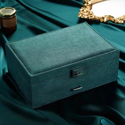 Jewelry Earring Ring Bracelet Box Right Angle Ornament Green Jewelry Storage Box Double-Layer Jewelry Box Promotion