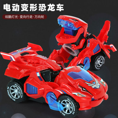 Cross-Border Electric Universal Dinosaur Deformation Robot Chariot Rotating Car Light Music Stall Toy Wholesale