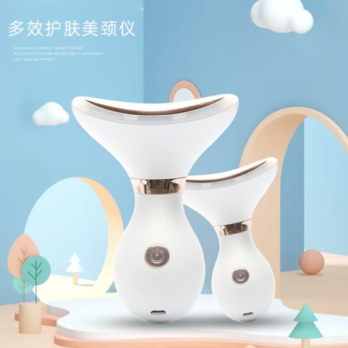 factory wholesale household red and blue light facial pattern neck massage ems micro-current neck beauty instrument one-piece delivery