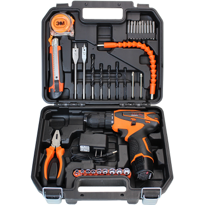 Household Electric Drill Tool Kit Lithium Electric Drill Set 12V Cordless Drill 35-Piece Set One Electric One Charger