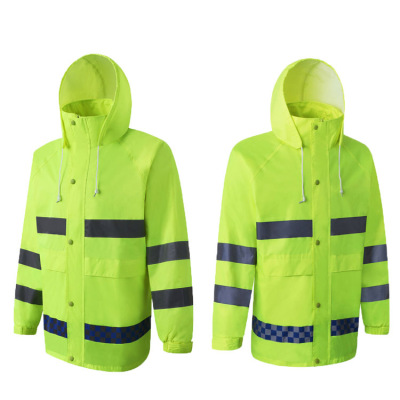 Reflective Raincoat Rain Pants Suit Traffic Duty Flood Control Emergency Sanitation Split Raincoat Factory Can Set Logo Wholesale