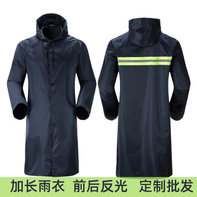 One-Piece Raincoat Wholesale Thickened Long Section Full Body Rainproof Outdoor Labor Insurance Raincoat Oxford Cloth Windbreaker Reflective Poncho