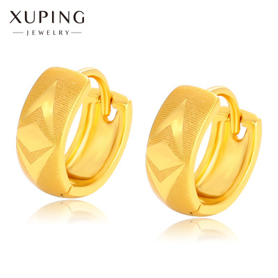 Xuping Jewelry Matte Striped Geometric Ear Ring Ear Clips Earrings Female Simple and Stylish Personality Earrings Temperament Wholesale