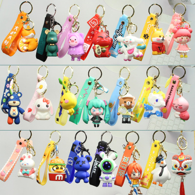 Keychain Ornaments Cute Cartoon Doll Wholesale PVC Three-Dimensional Ins Doll Acrylic Keychain Pendant