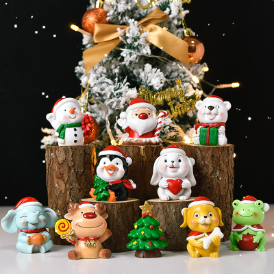 Creative Christmas Ornament Home Decorative Crafts Children's Room Study Desktop Small Animal Doll Christmas Gift