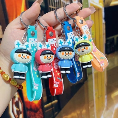 New Cartoon Bear and Bunny Shaped Pvc Flexible Glue Keychain Promotional Small Gifts Students' School Bag Pendant Holiday Gifts