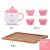 Cute Girl Heart Ceramic Tea Set with Tea Strainer with Tray Cartoon Porcelain Water Utensils Set One Pot Four Cups