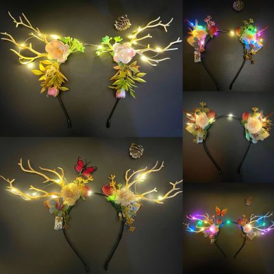 New Luminous Elk Antlers Headband Flash Headband FARCENT Antlers Headdress Christmas Party Night Market Wholesale