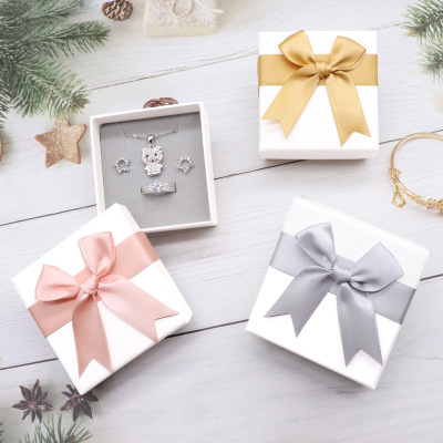 Jewelry Box Storage Jewelry Gift Box Jewelry Box Ring Bow High-End Necklace Box in Stock Wholesale