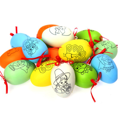 Easter Painted Egg Cartoon with Pattern Toy Eggs Simulation Plastic Egg Children DIY Hand Painting Coloring