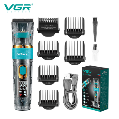 VGR V-695 2022 Popular IPX7 Professional Multifunction Customized Low Noise Electric Transparent Hair Clipper for Men