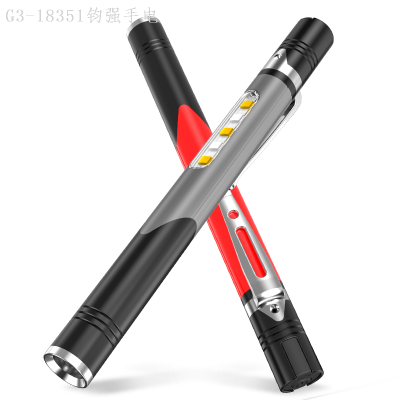 Cross-Border New XPG + Led Mini Pen Clip-on Household Mini Lighting Three Light Sources Convenient Flashlight Pen Light